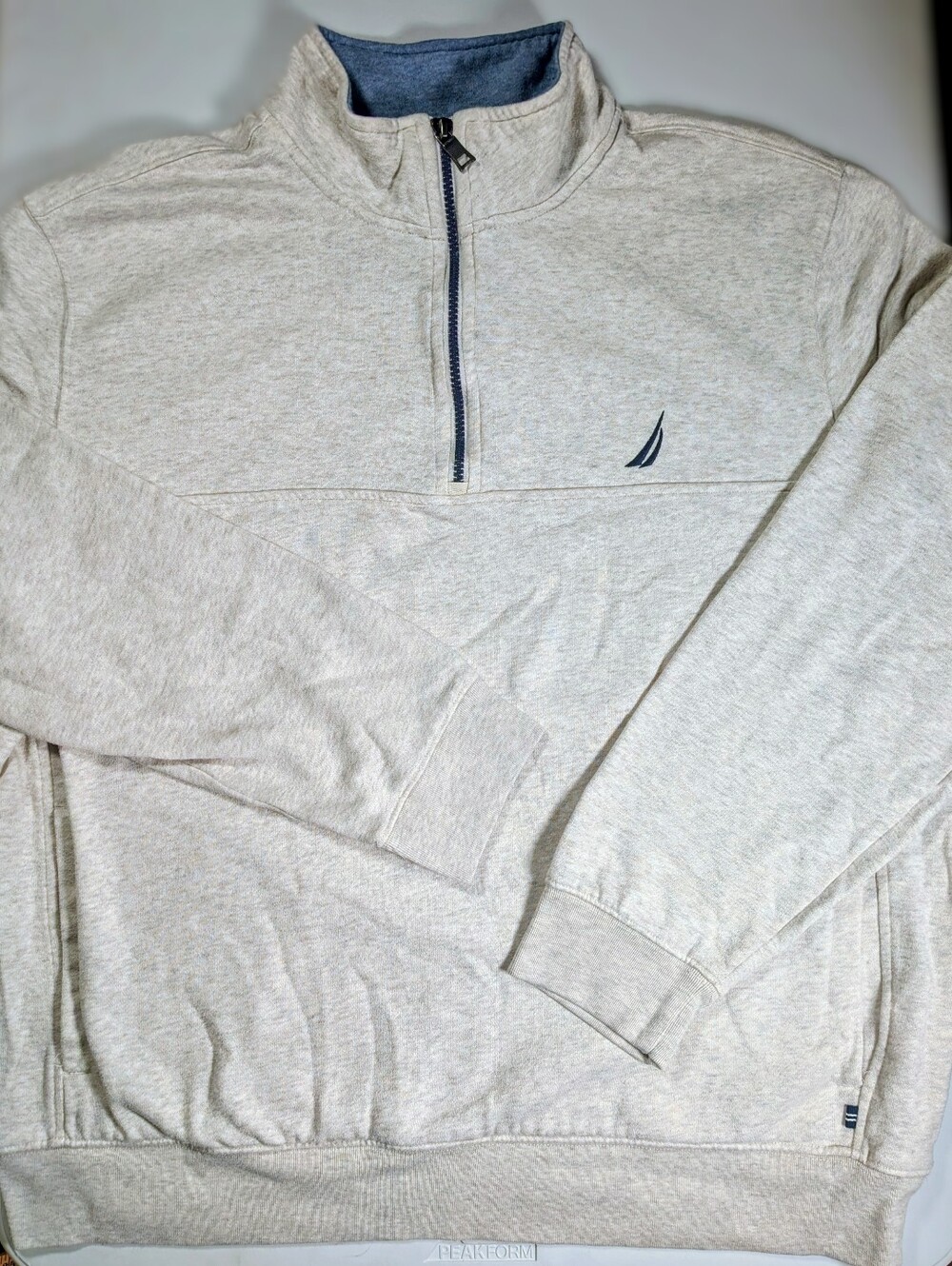 Nautica Men XL 1/4 Zip Sweater Shirt Long Sleeve Cotton Blend Light Heather Gray